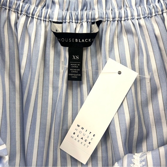 NWT WHBM Off-The-Shoulder Embroidered Stripe Cotton Top - Picture 9 of 11
